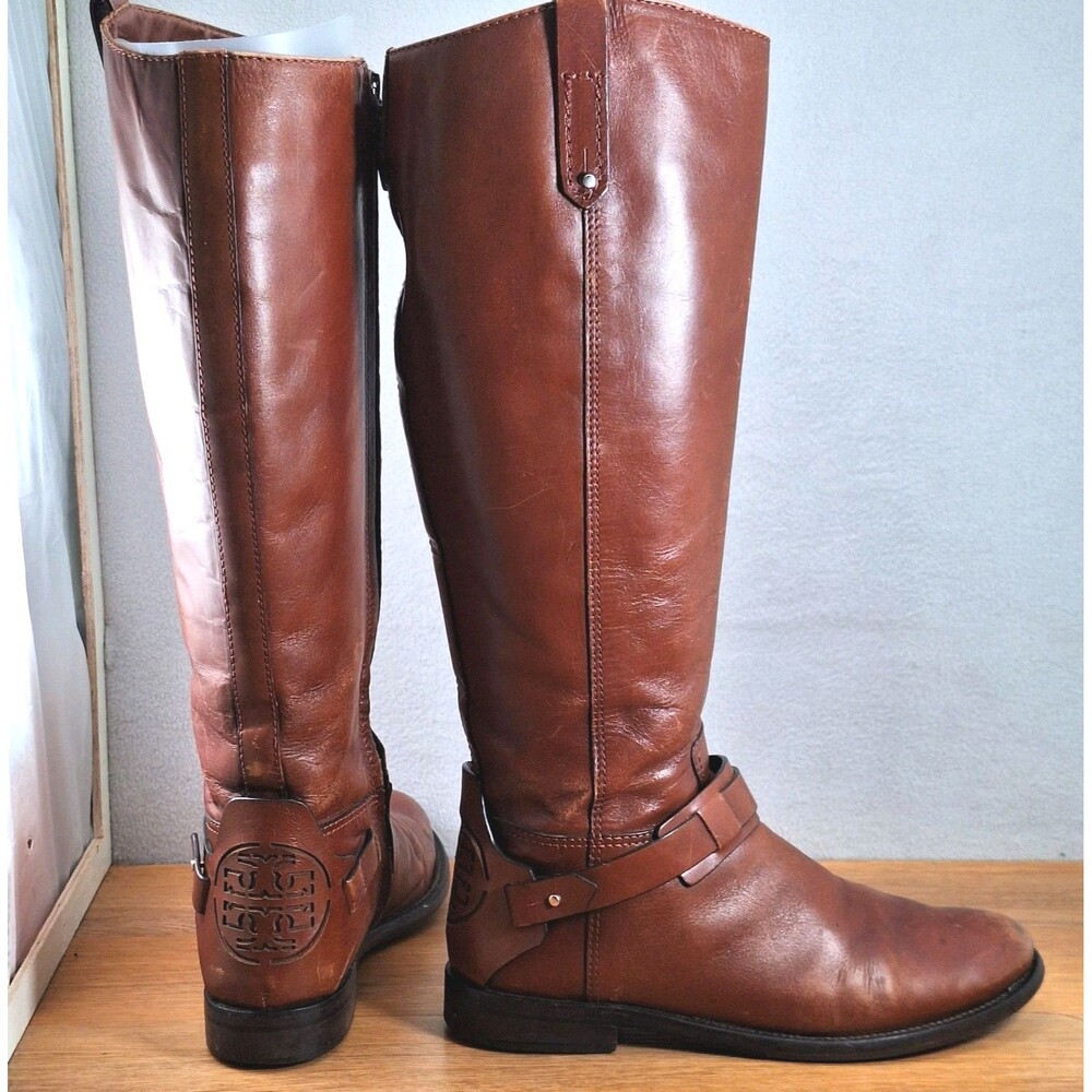 Tory Burch Derby Women's 8 Riding Boots Brown Leather Classic Equestrian